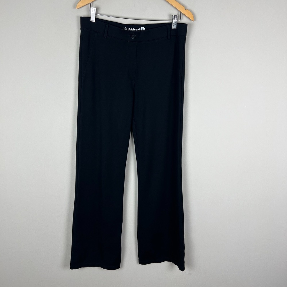 Betabrand Straight Leg‎ Classic Dress Yoga Pant Womens Large Black Office Preppy